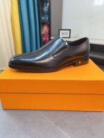 LV Black calfskin Leather Shoes-LV Man Business Leather Shoes